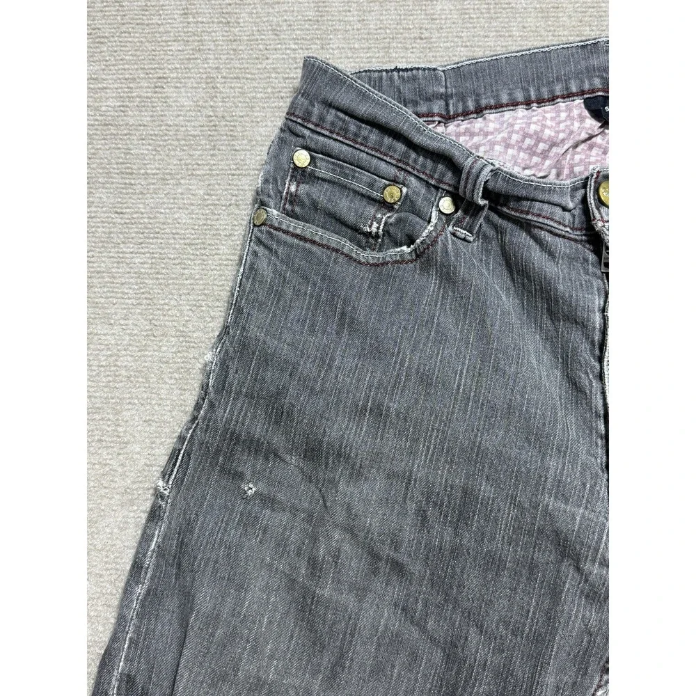 Levis 514 Jeans Mens 36x30 Gray Slim‎ Straight Distressed Denim Red Stitching